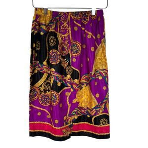 Liz Petite Women's Skirt 8 Dashiki Colorful Elastic Waist Satin Party